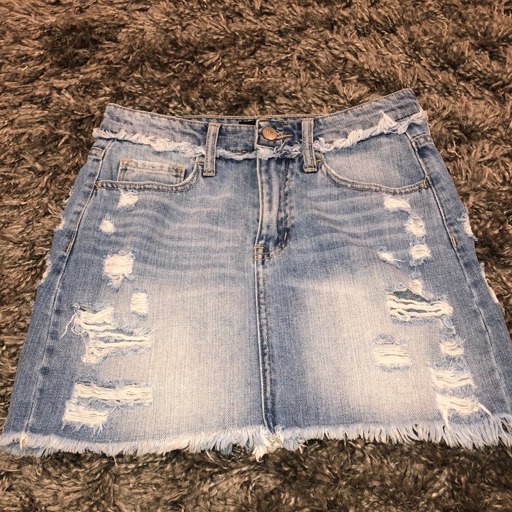 VERVET distressed denim skirt